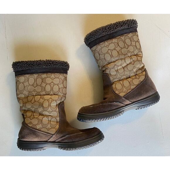 Coach Boots Womens Size 6.5 Sherman Chestnut Brown Mid Calf Winter Snow Shoes - Picture 13 of 13
